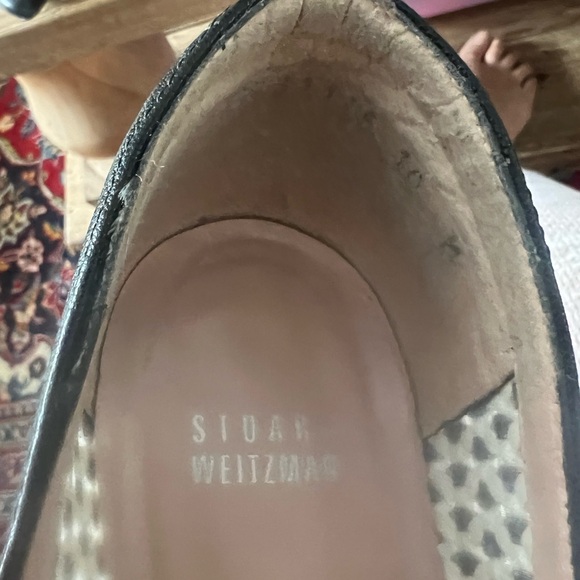 Stuart Weitzman Black and Cream Woven Wedges shoes - Picture 14 of 14